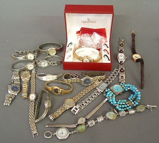 Appraisal: - Large group of ladies fashion wristwatches -