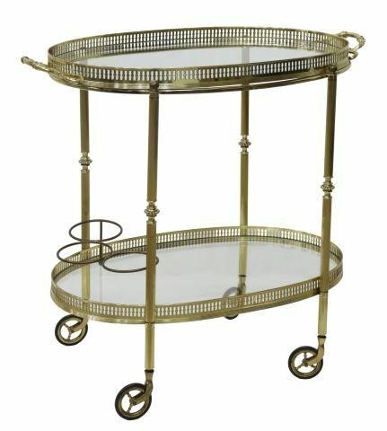 Appraisal: French service bar cart mid th c gilt metal frame