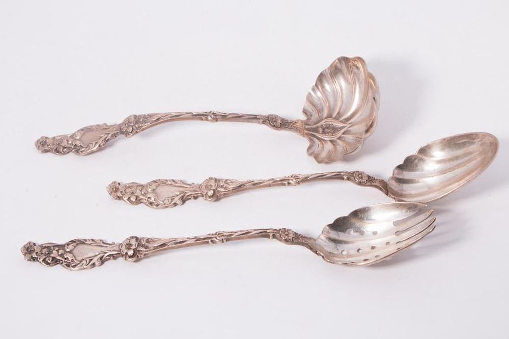 Appraisal: Three Sterling Serving Pieces Pair of Salad Servers and Large