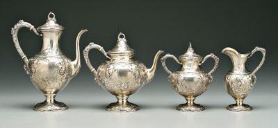 Appraisal: Loring Andrews sterling tea service round tapering bodies to pedestal