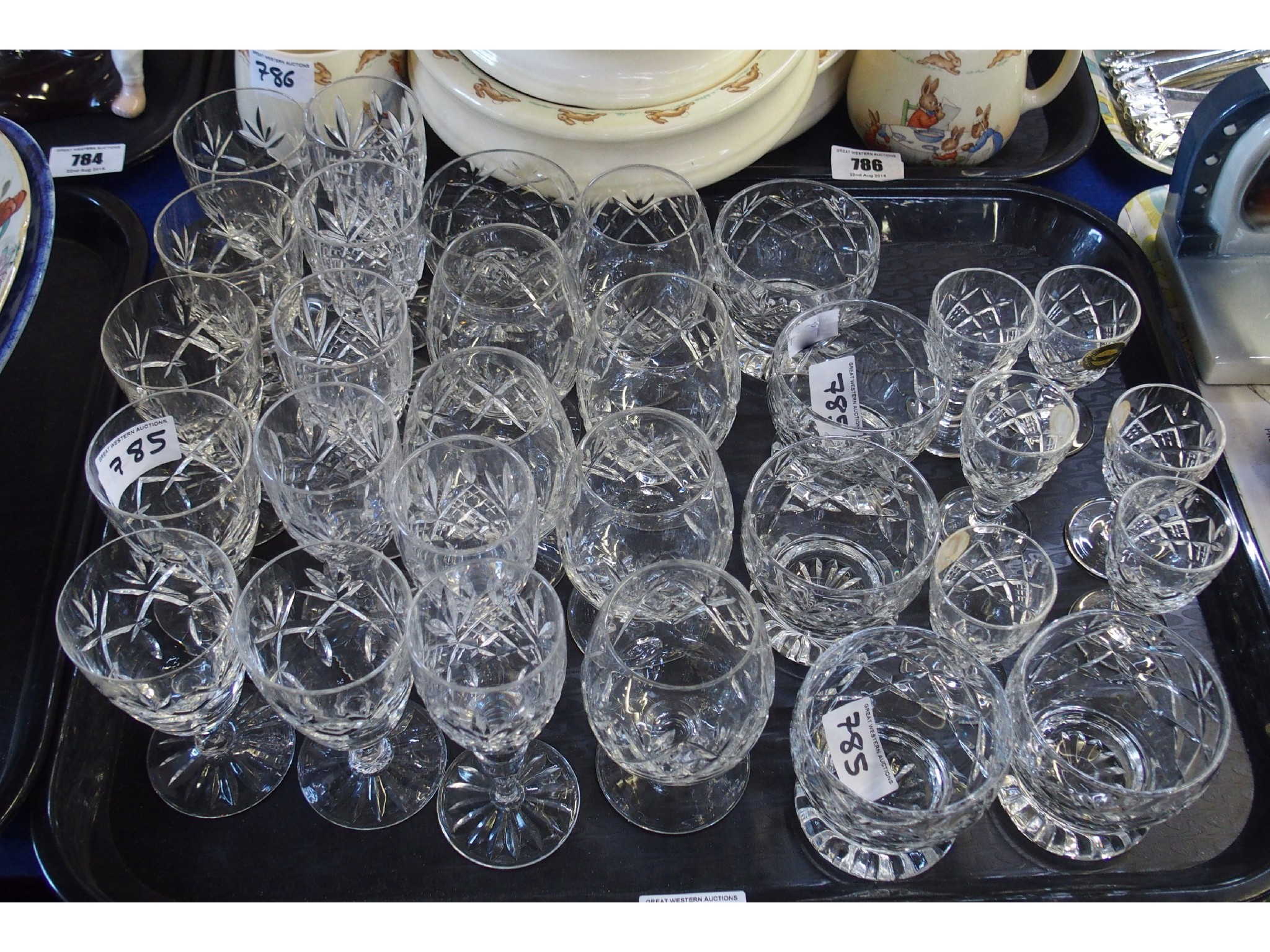 Appraisal: Tray comprising Webb and Corbett glass stemware