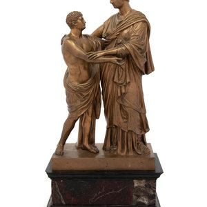 Appraisal: A Continental Bronze Figural Group on a Marble Base th