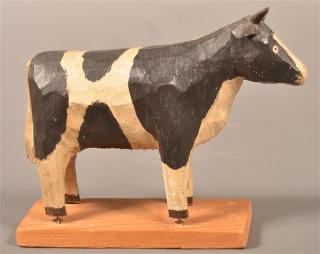 Appraisal: Folk Art Holstein Cow by W Gottshall Carved and Painted