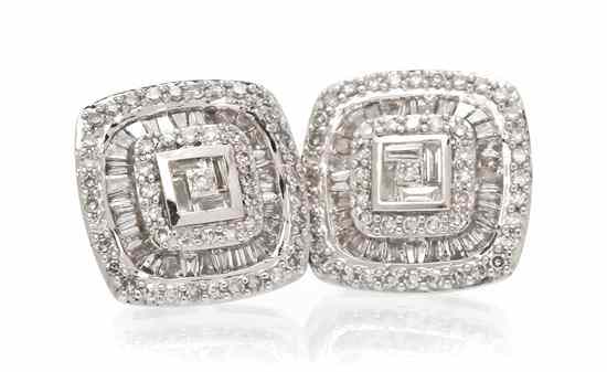 Appraisal: A Pair of Karat White Gold and Diamond Ear Studs