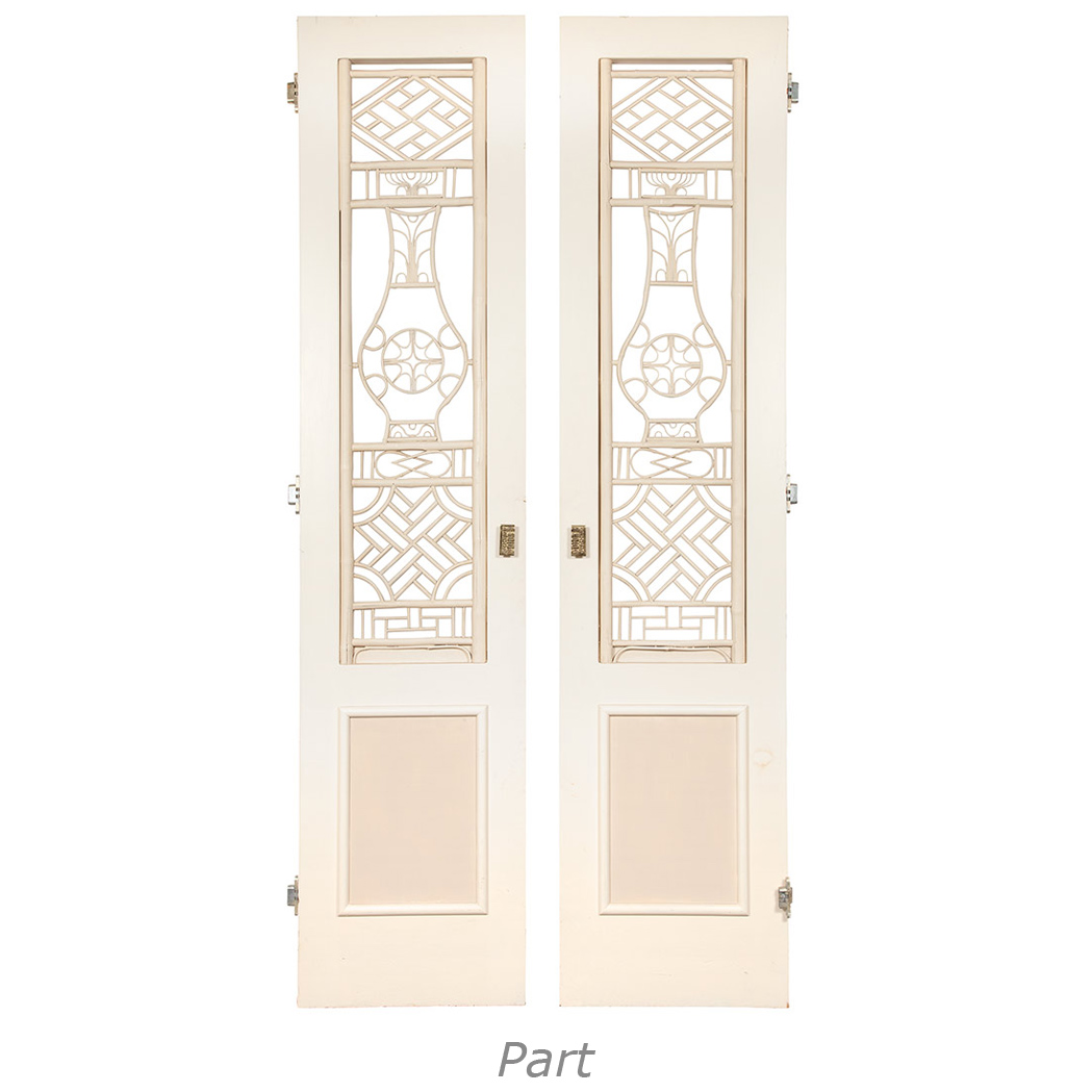 Appraisal: Two Pairs of Regency Style White Painted Bamboo French Doors