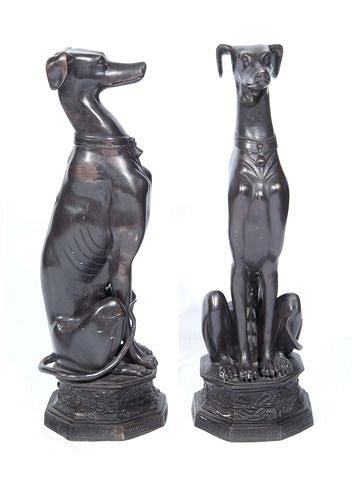 Appraisal: A pair of floor standing cast metal whippets high