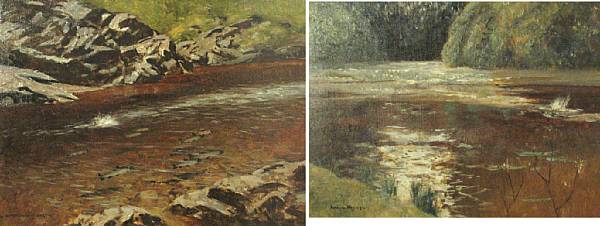 Appraisal: Norman Wilkinson British - Low water salmon waiting to run