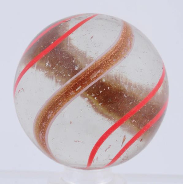 Appraisal: Large Banded Lutz Marble Clear base with red bands This