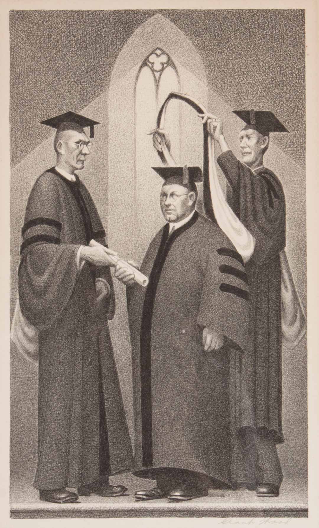 Appraisal: Grant Wood Honorary Degree Lithograph American - Original Lithograph after