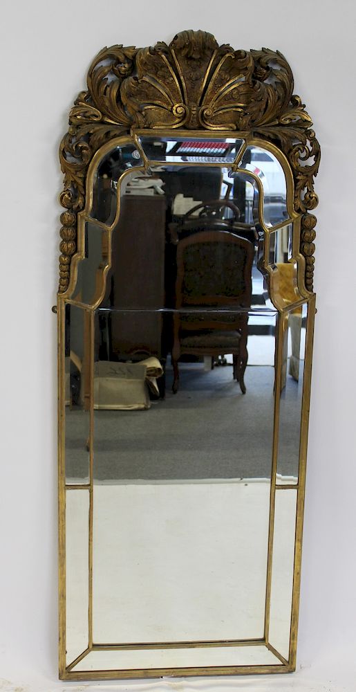 Appraisal: Century Tall Giltwood Mirror With Plume Crown Beautiful mirror from