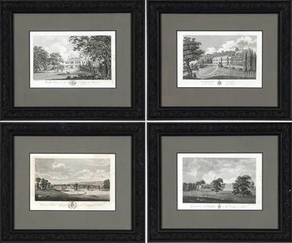 Appraisal: English School th C Four Views of Country Estates Engravings