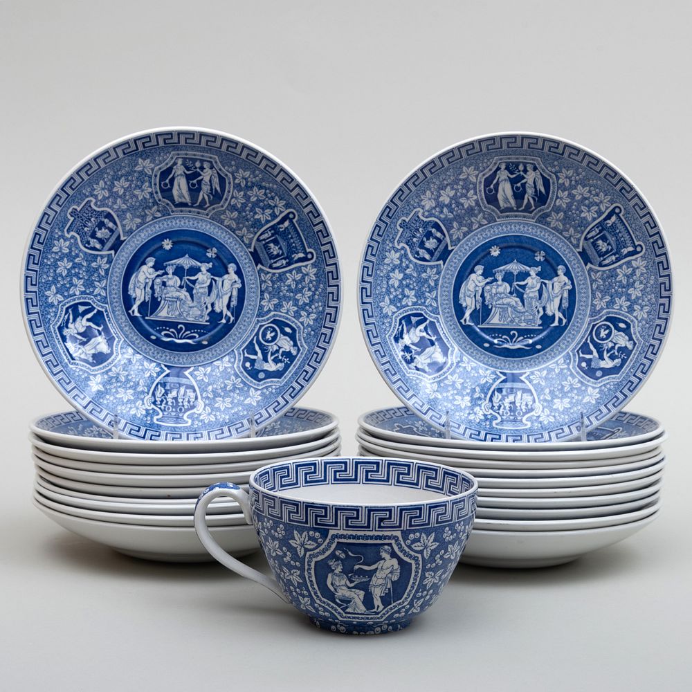 Appraisal: Set of Twenty Blue and White Transfer Printed Saucer Dishes