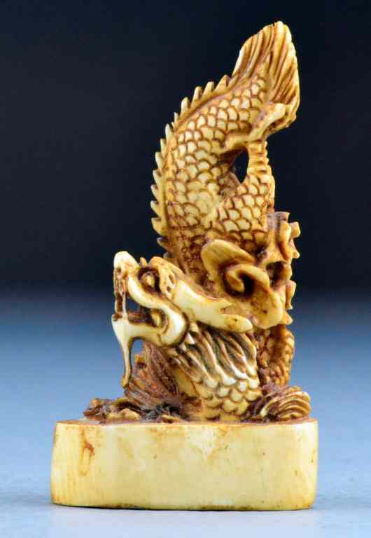 Appraisal: Chinese Qing Carved Ivory SealFinely carved to depict a dragon