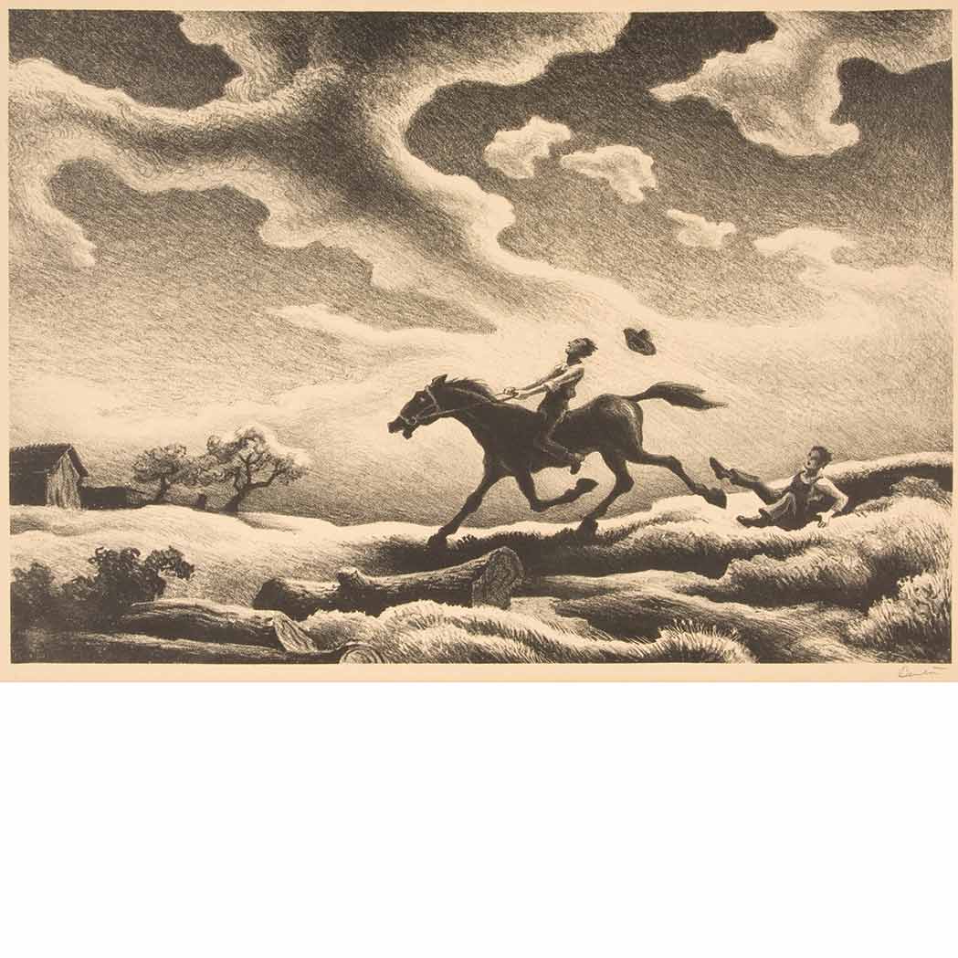 Appraisal: Thomas Hart Benton - SPRING TRYOUT FATH Lithograph signed in