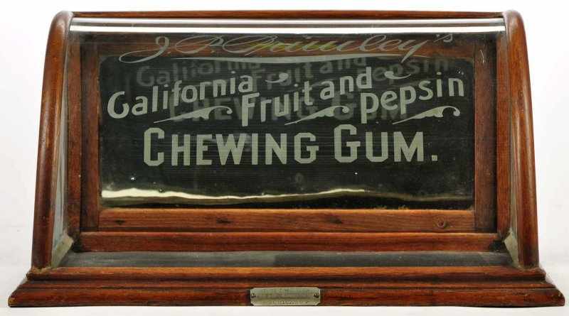 Appraisal: California Fruit Pepsin Gum Display Case Description Classic curved etched