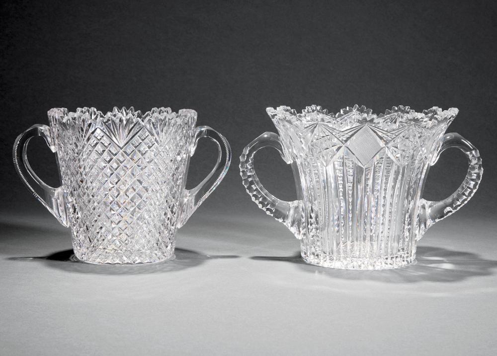 Appraisal: Two American Brilliant Cut Glass Ice Buckets tallest h in