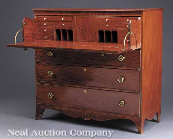 Appraisal: A Good George III Inlaid Mahogany Secretaire c rectangular top