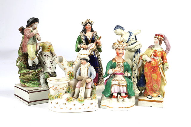 Appraisal: A COLLECTION OF SIX VARIOUS PEARLWARE AND STAFFORDSHIRE FIGURES varying