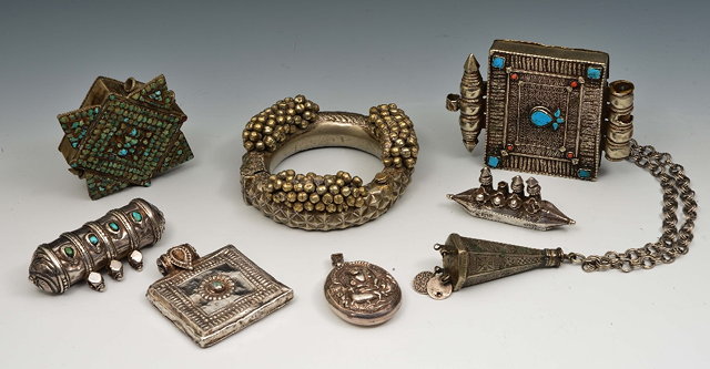 Appraisal: A collection of Tibetan Islamic Indian silver metal jewellery th