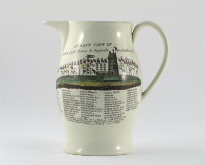 Appraisal: A Liverpool creamware jug decorated with 'An East View of