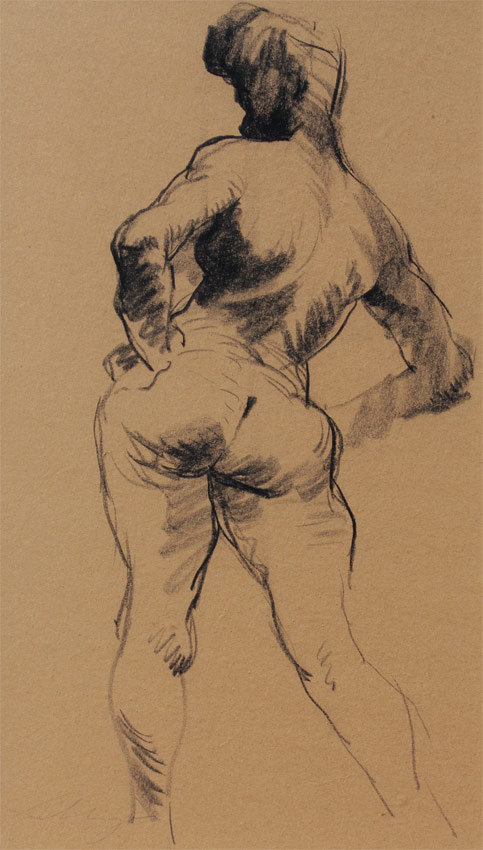 Appraisal: REHBERGER Gustav American - Standing Female Nude Study Charcoal Sight