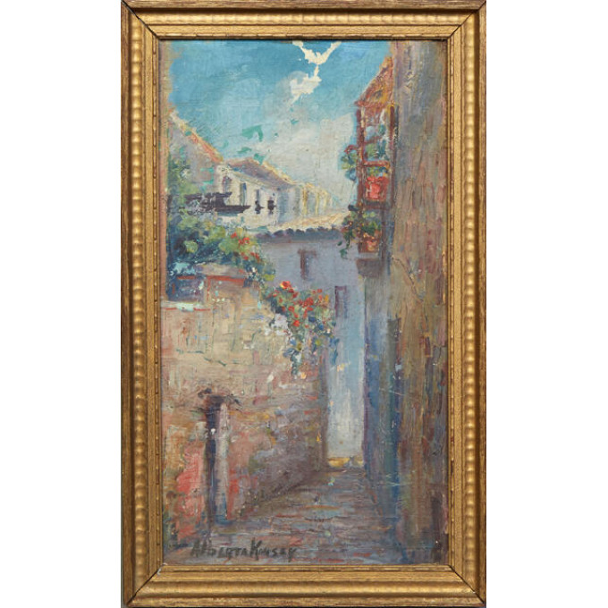 Appraisal: Alberta Kinsey - Louisiana Street Scene early th c oil