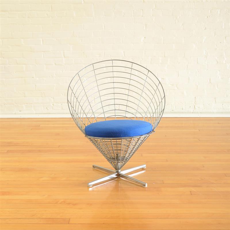 Appraisal: VERNER PANTON METAL AND UPHOLSTERED CONE CHAIR DESIGNED x x