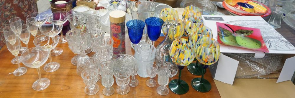 Appraisal: Group of Colored and Clear Pressed Glass Stemware Decanter and