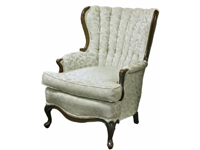 Appraisal: Custom upholstered arm chair on cabriole legs and partially exposed