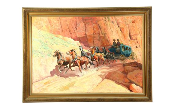 Appraisal: STAGECOACH BY ROBERT WESLEY AMICK CONNECTICUT - Oil on canvas