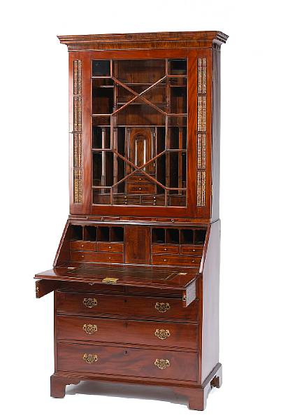 Appraisal: A George III mahogany and walnut collector's cabinet third quarter