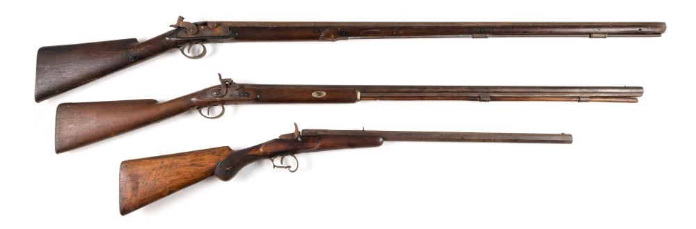 Appraisal: THREE LONG GUNS TH CENTURY LENGTHS FROM TO THREE LONG