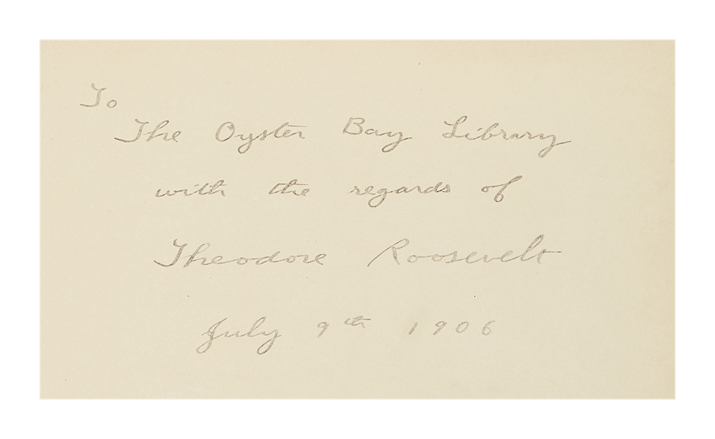 Appraisal: GIFT INSCRIPTION BY THEODORE ROOSEVELT TO HIS HOMETOWN LIBRARY BIBLE