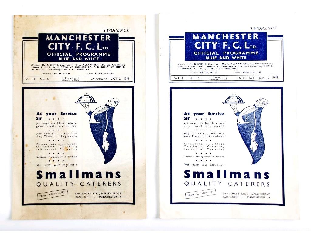 Appraisal: TWO MANCHESTER CITY PROGRAMMES FROM SEASON V MIDDLESBOROUGH AND SHEFFIELD