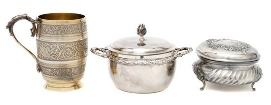 Appraisal: Collection of French Silver Articles comprising a mug maker's mark