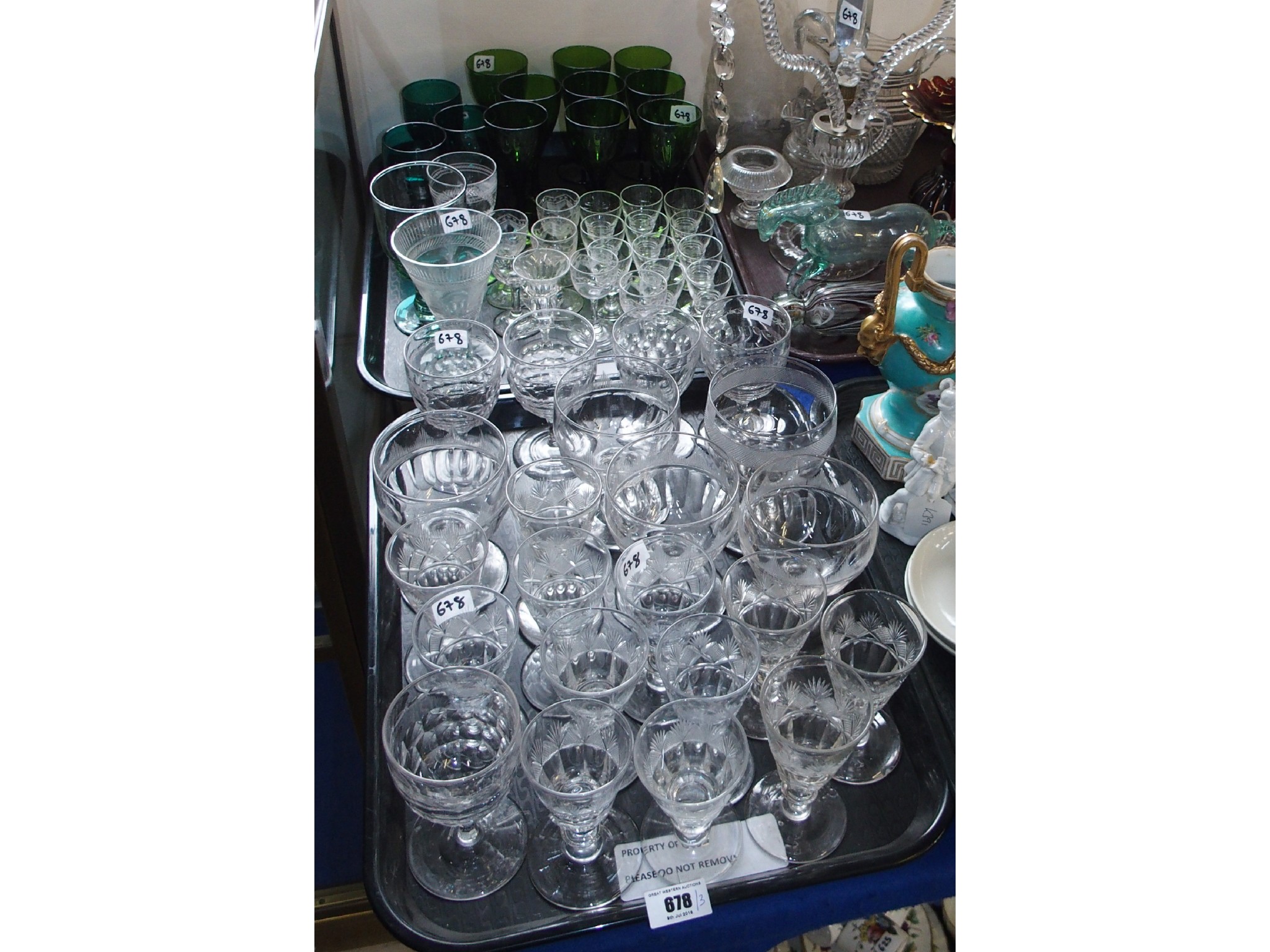 Appraisal: Assorted drinking glasses including cut examples and coloured glass examples