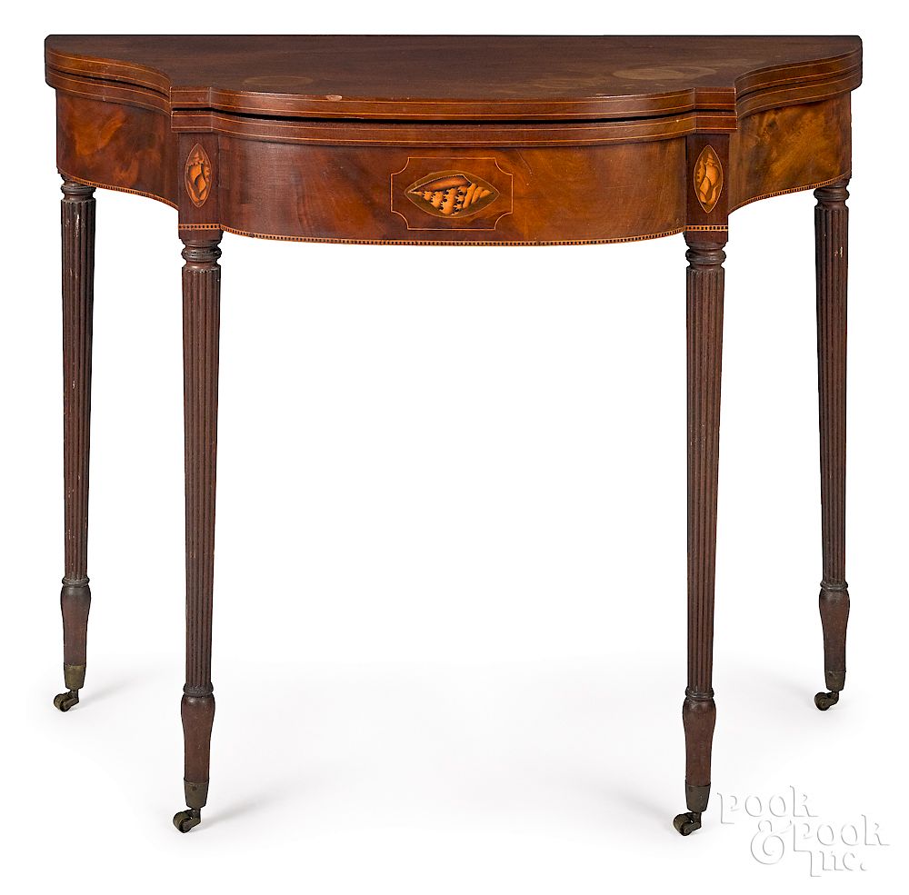 Appraisal: Massachusetts Federal mahogany card table Exclusive on Bidsquare Massachusetts Federal