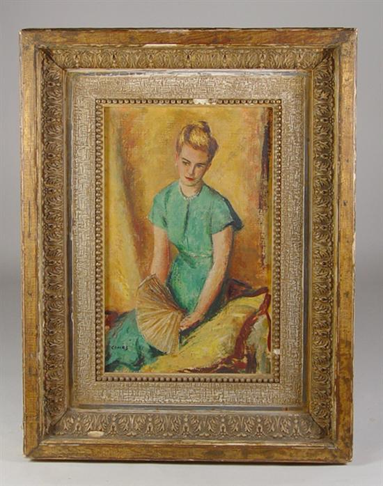 Appraisal: Oil on Masonite Portrait of Young Woman Young woman with