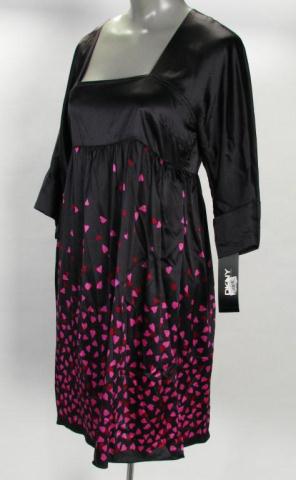 Appraisal: DKNY ''Falling Hearts'' kimono style dress Iron gray silk with