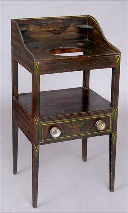 Appraisal: FEDERAL ROSEWOOD GRAINED WASHSTAND The galleried top with corner brackets