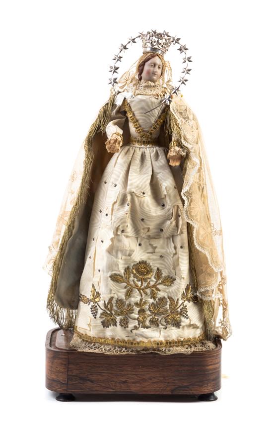 Appraisal: Sale Lot A Flemish Wax Creche Figure dressed in silk