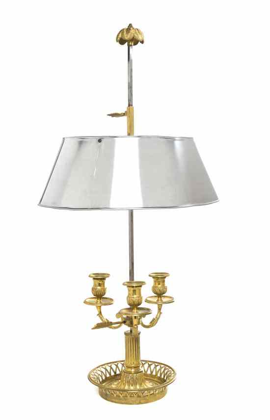 Appraisal: A Louis XVI Style Gilt Bronze Bouillotte Lamp having a