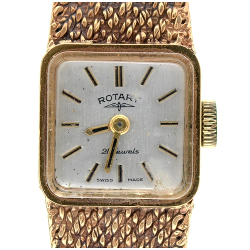 Appraisal: A Rotary ct gold square lady's wristwatch on textured gold