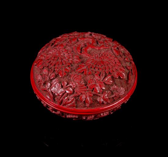 Appraisal: Sale Lot A Cinnabar Lacquer Circular Box and Cover both