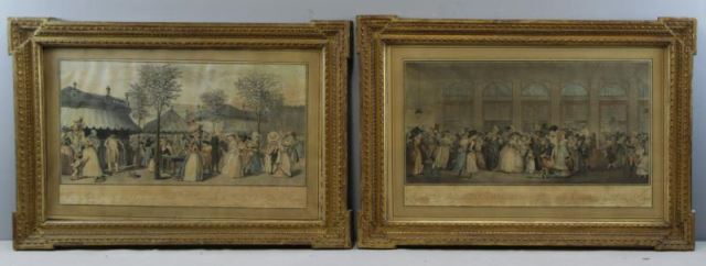 Appraisal: Pair of Hand Colored Etchings Engravings Promenade du Jardin du