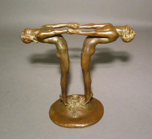 Appraisal: Jewett Maude Sherwood American - bronze nude flower holder signed