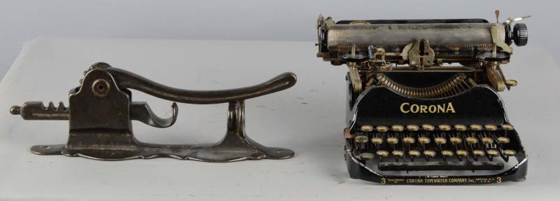 Appraisal: Lot Of Antique Metal Items Includes - Corona typewriter marked