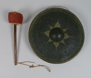 Appraisal: Indonesian gong and mallet Indonesian gong and mallet '' dia