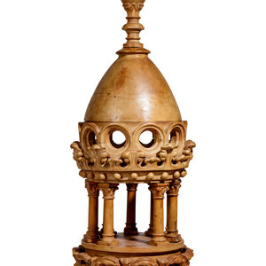 Appraisal: A Continental Carved Wood Model of a Temple th Century