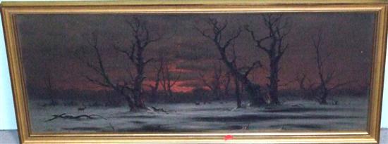 Appraisal: N H Christiansen Scandinavian winter landscape with stag in a